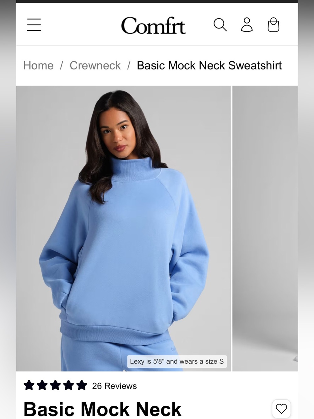 Comfrt Basic Mock Neck Sweatshirt - Picture 2 of 8